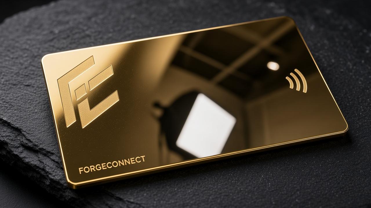 Premium 24K gold plated metal NFC business card by ForgeConnect