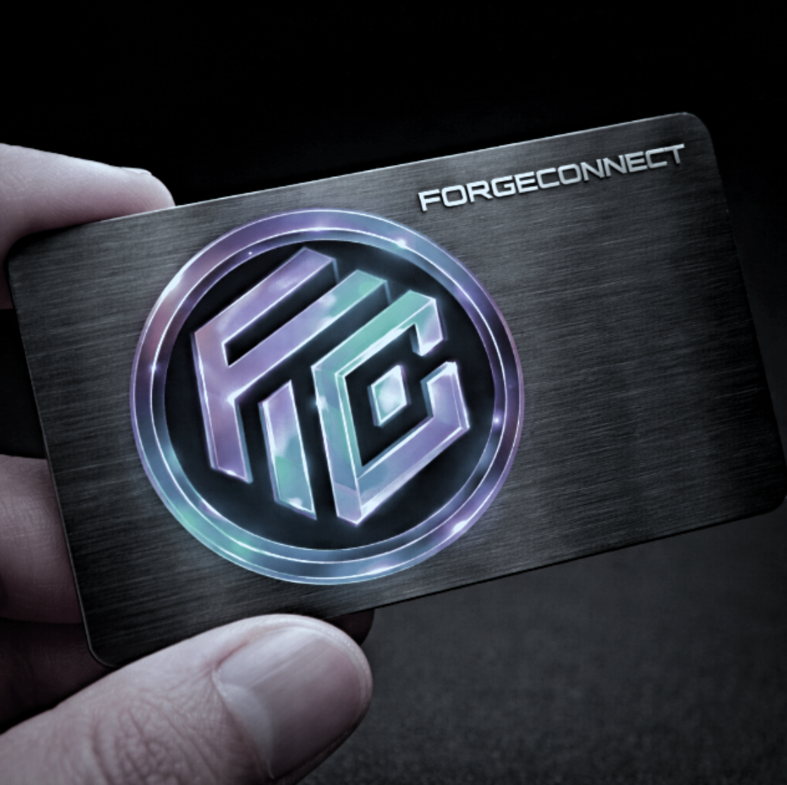 ForgeConnect branded executive NFC metal business card for senior professionals and leaders