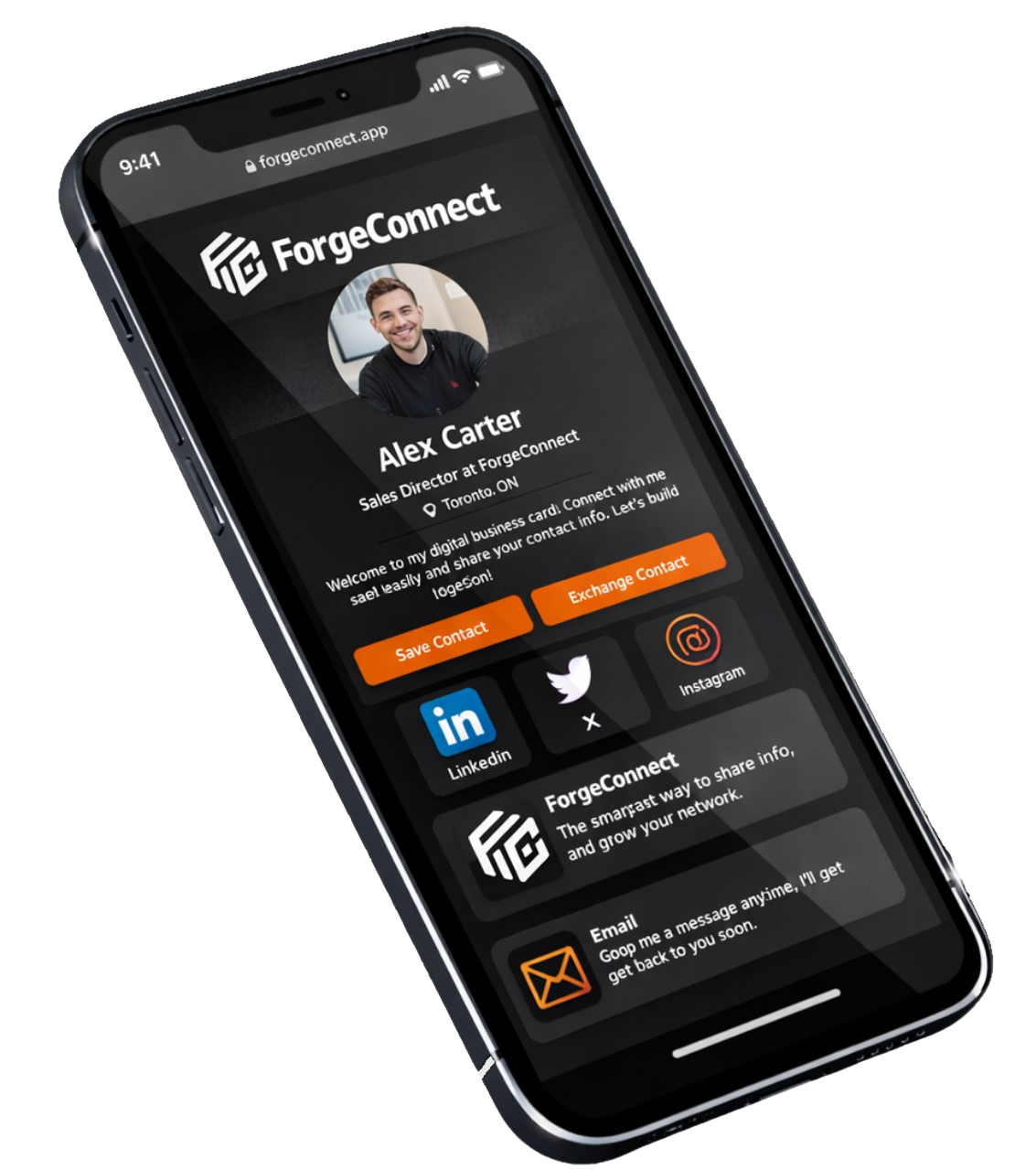 ForgeConnect digital profile showing how NFC business cards work