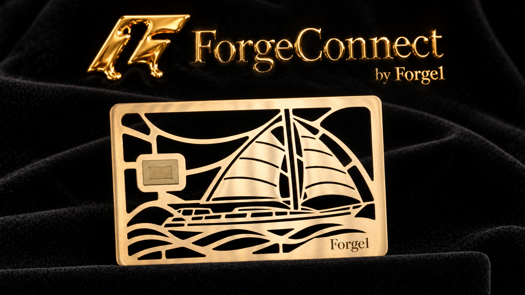 Gold custom credit card with a sailboat laser cutout