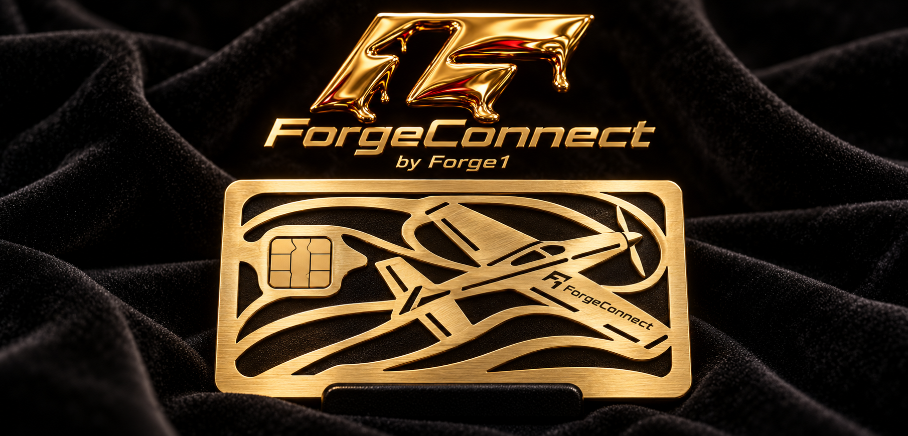 Gold custom credit card with an aircraft laser cutout
