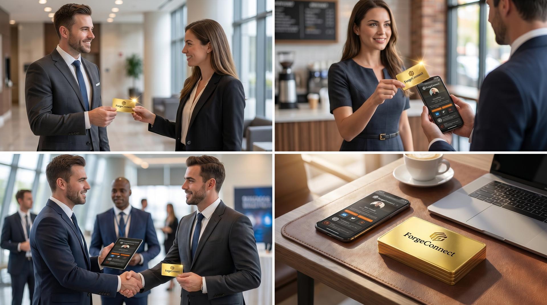 Paper business card being handed over as a lost lead versus NFC card capturing contact automatically