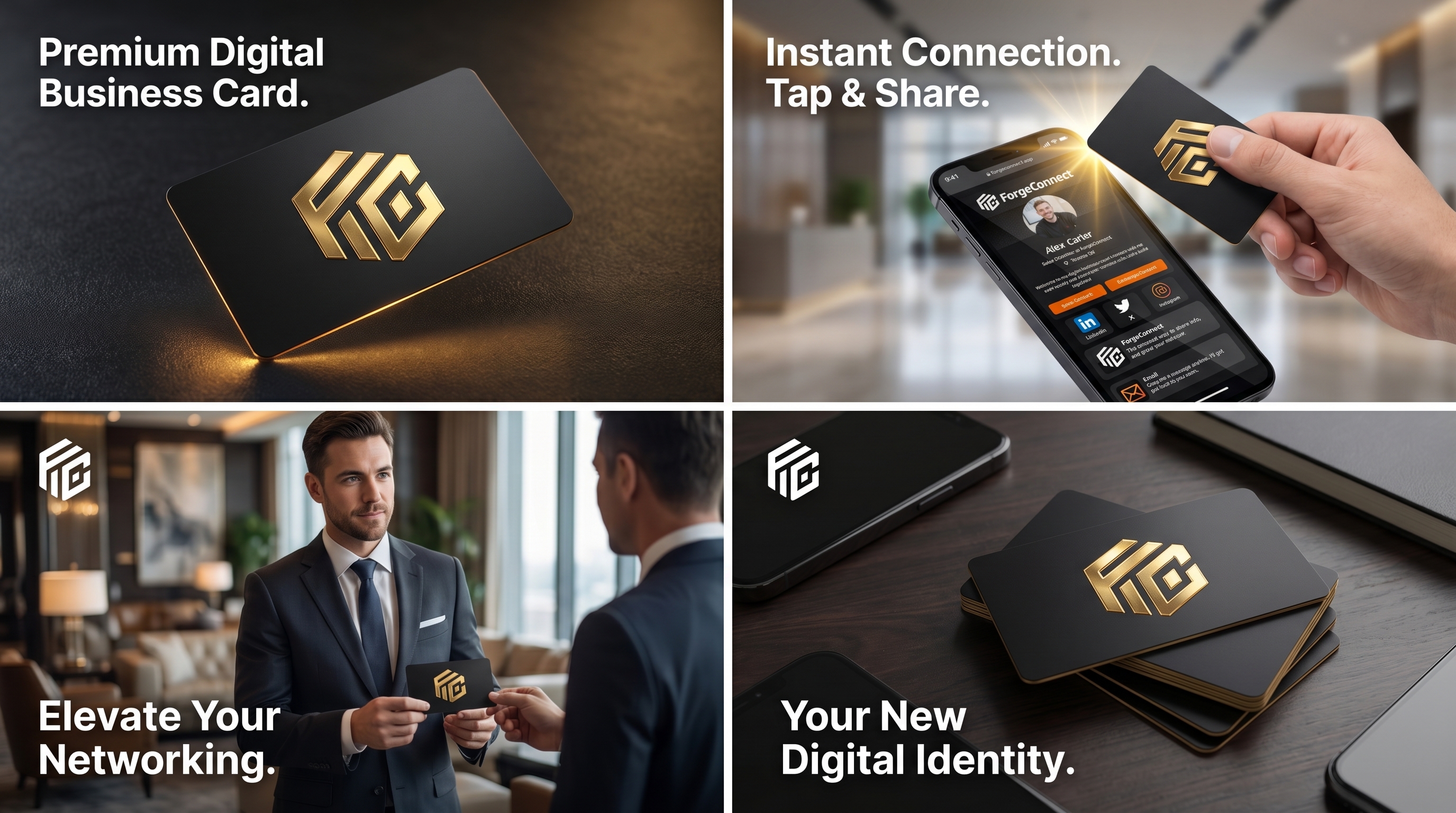 Premium NFC digital business card replacing recurring paper card costs for small businesses with one-time investment